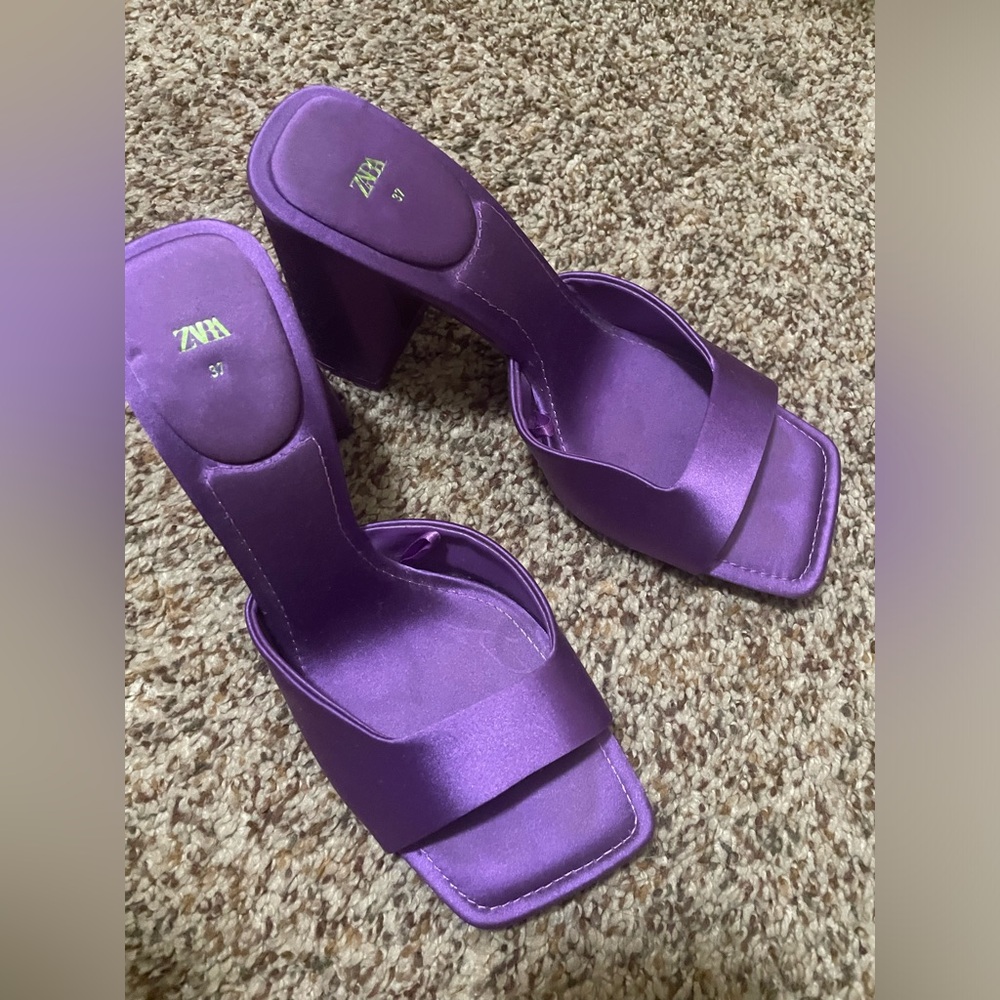 Zara squared toes heeled mules